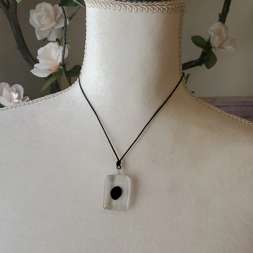 Handmade Glass Pendant on Hemp Rope